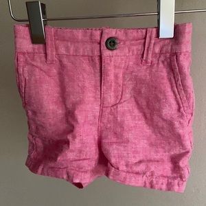 Janie and Jack pink linen shorts size 3-6 months